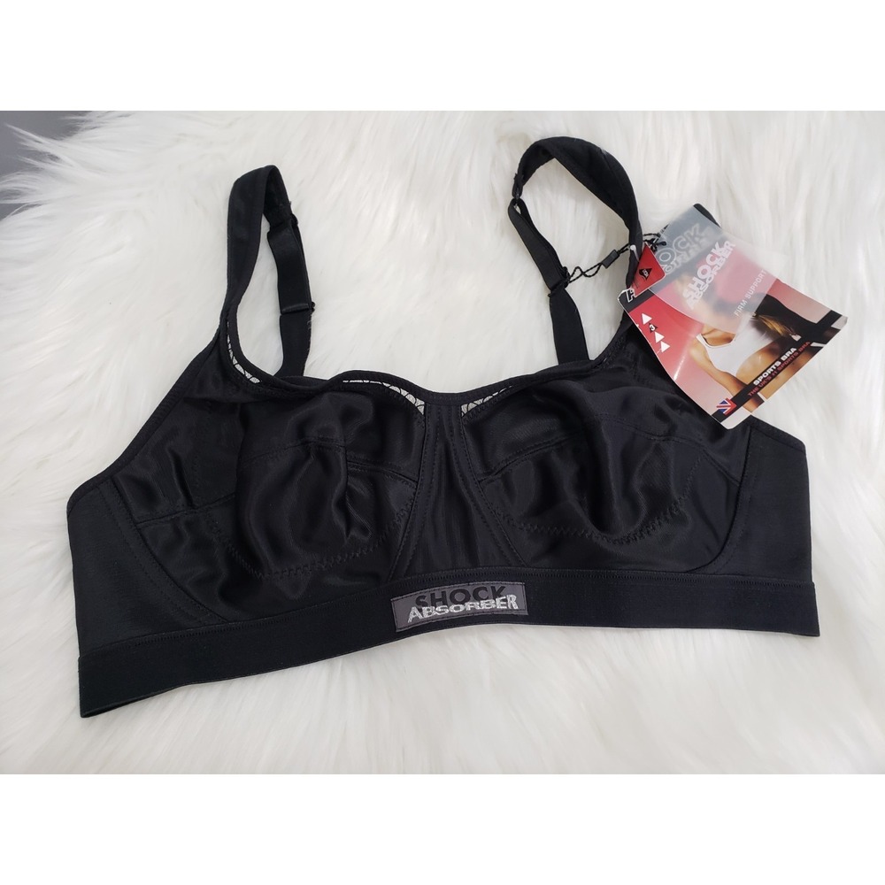 NEW‎ SHOCK ABSORBER 36B BLACK Firm Support Wire Free Adjustable Sports Bra